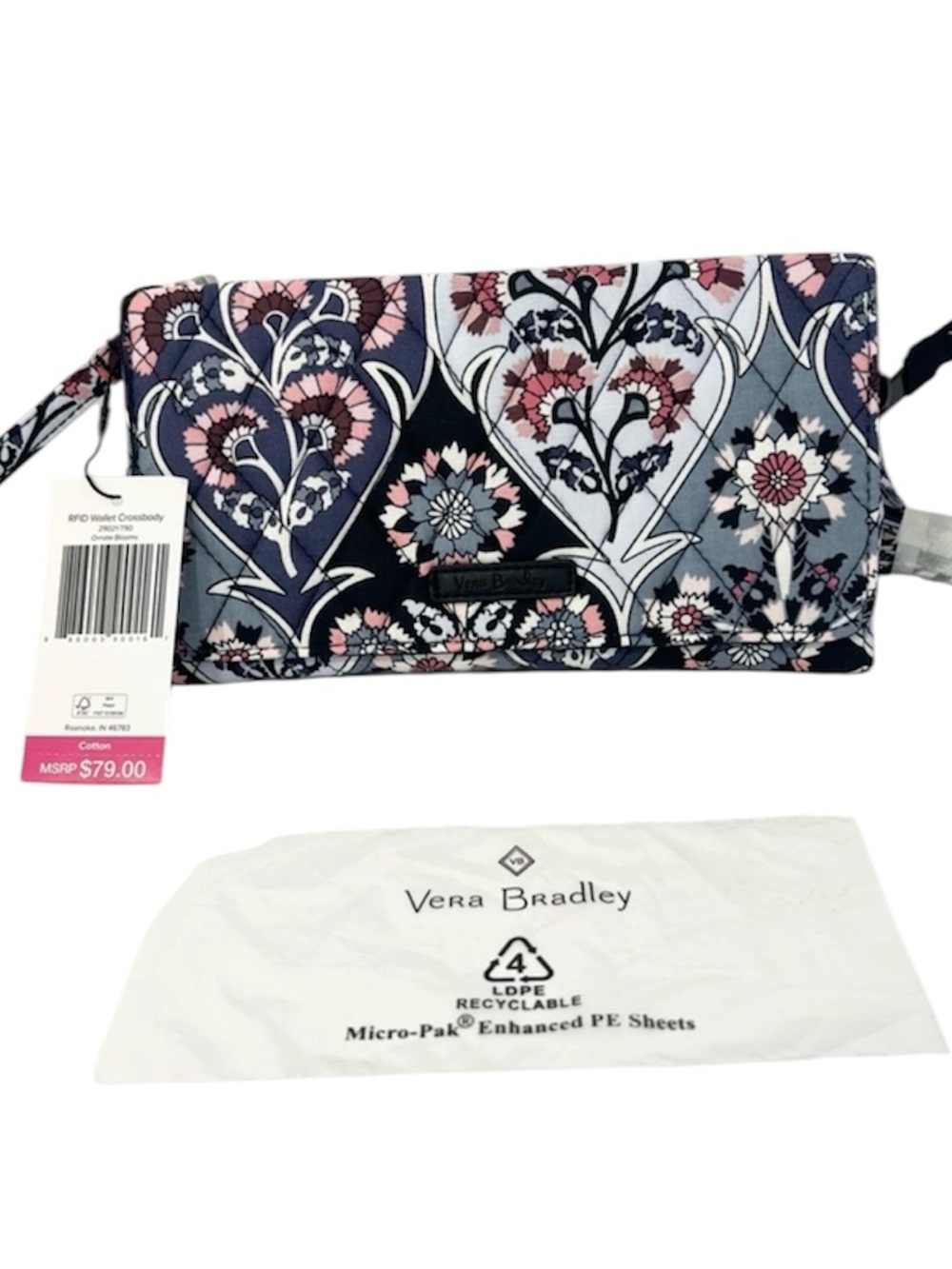 NWT Vera Bradley ~"Ornate Blooms" ~  Paisley RFID Crossbody Wallet Wristlet